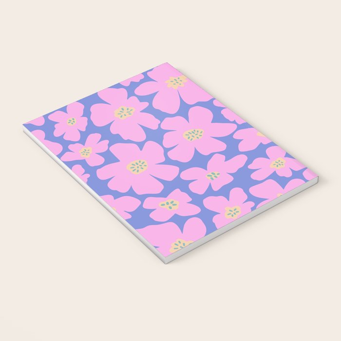 Retro Daisy - Very Peri, Pink, Cream, turquoise  Notebook Gallery Image 3