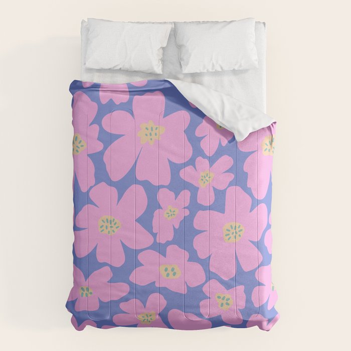 Retro Daisy - Very Peri, Pink, Cream, turquoise  Comforter Gallery Image 6