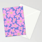 Retro Daisy - Very Peri, Pink, Cream, turquoise  Stationery Card Gallery Image 2