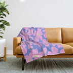 Retro Daisy - Very Peri, Pink, Cream, turquoise  Throw Blanket Gallery Image 1