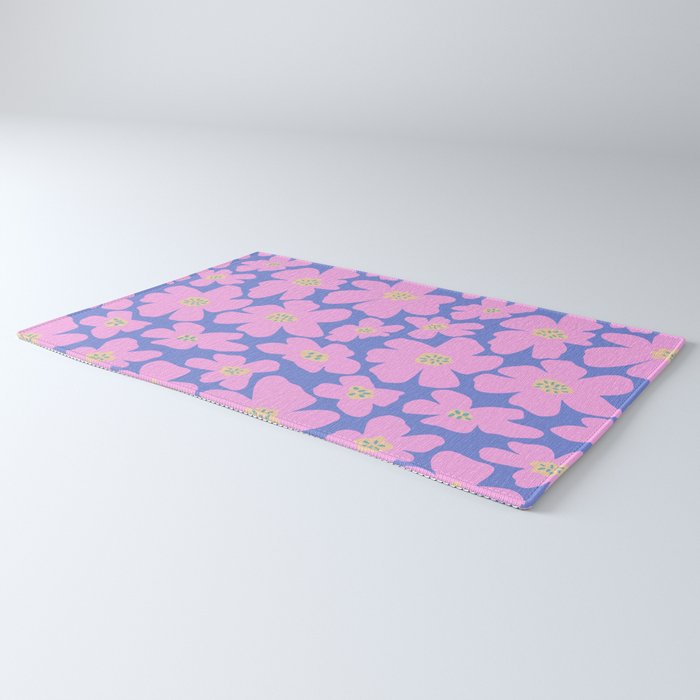Retro Daisy - Very Peri, Pink, Cream, turquoise  Rug Gallery Image 3