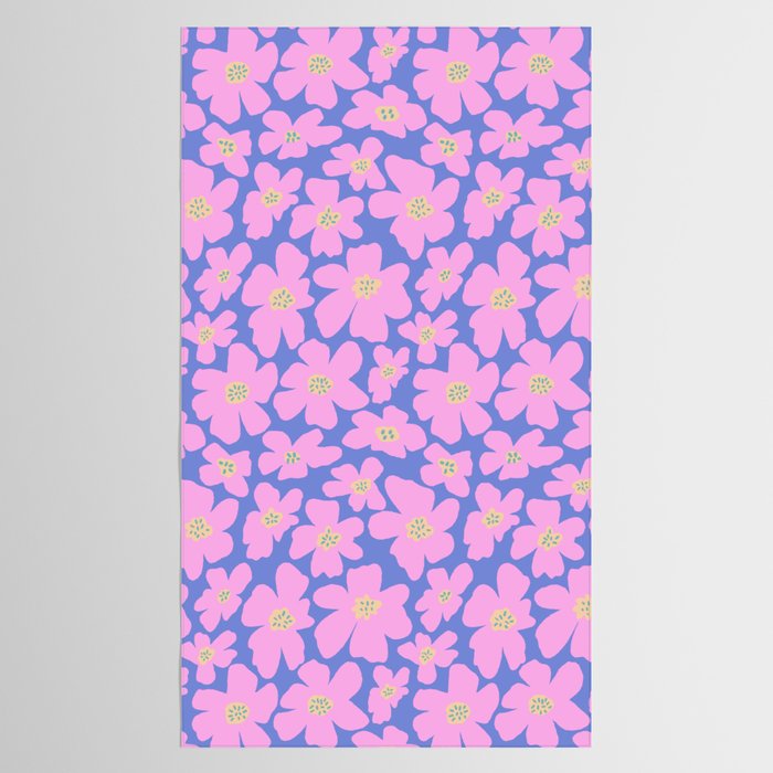Retro Daisy - Very Peri, Pink, Cream, turquoise  Tablecloth Gallery Image 2