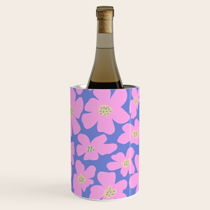 Retro Daisy - Very Peri, Pink, Cream, turquoise  Wine Chiller Gallery Image 1