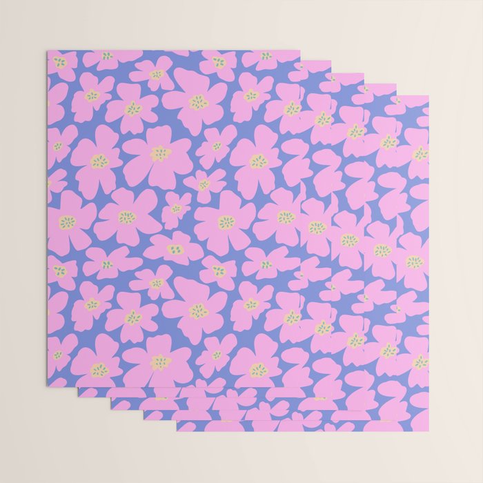 Retro Daisy - Very Peri, Pink, Cream, turquoise  Wrapping Paper Gallery Image 3