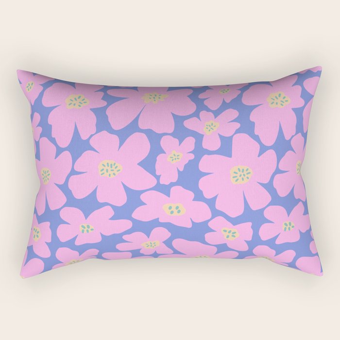 Retro Daisy - Very Peri, Pink, Cream, turquoise  Rectangular Pillow Gallery Image 1