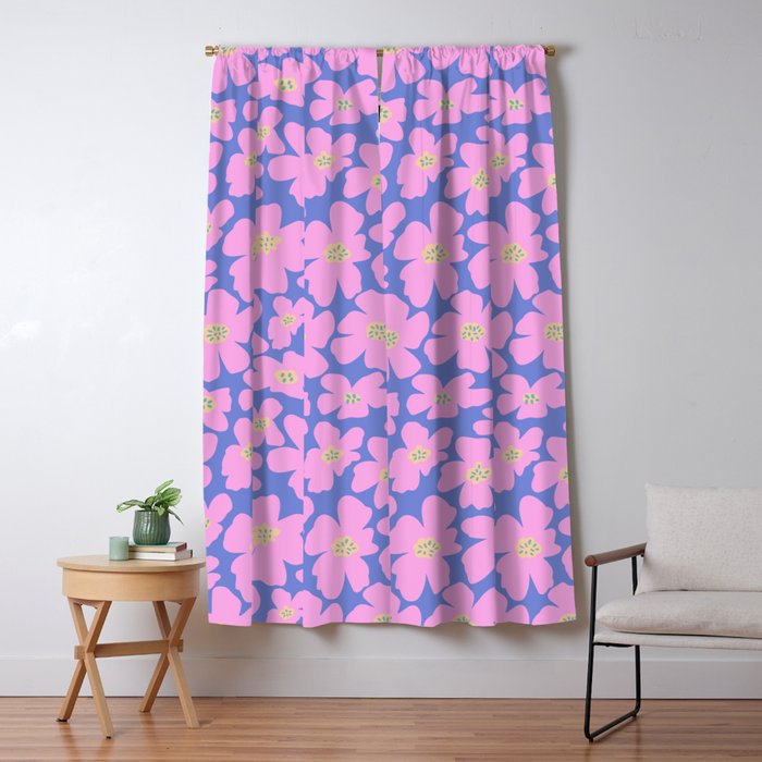 Retro Daisy - Very Peri, Pink, Cream, turquoise  Window Curtain Gallery Image 5