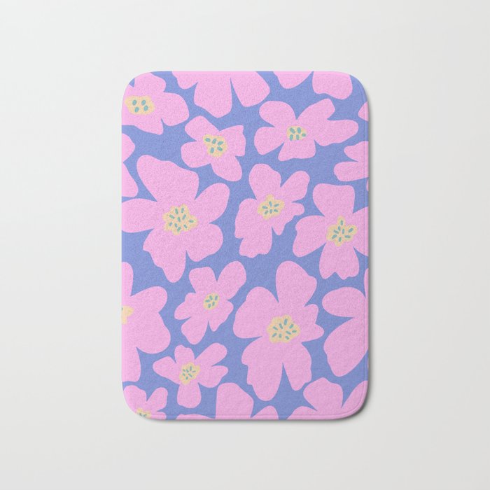 Retro Daisy - Very Peri, Pink, Cream, turquoise  Bath Mat Gallery Image 1