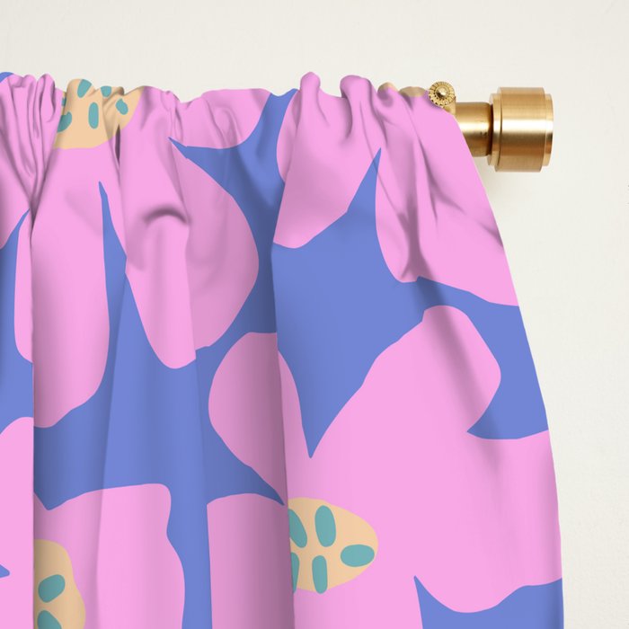 Retro Daisy - Very Peri, Pink, Cream, turquoise  Window Curtain Gallery Image 2
