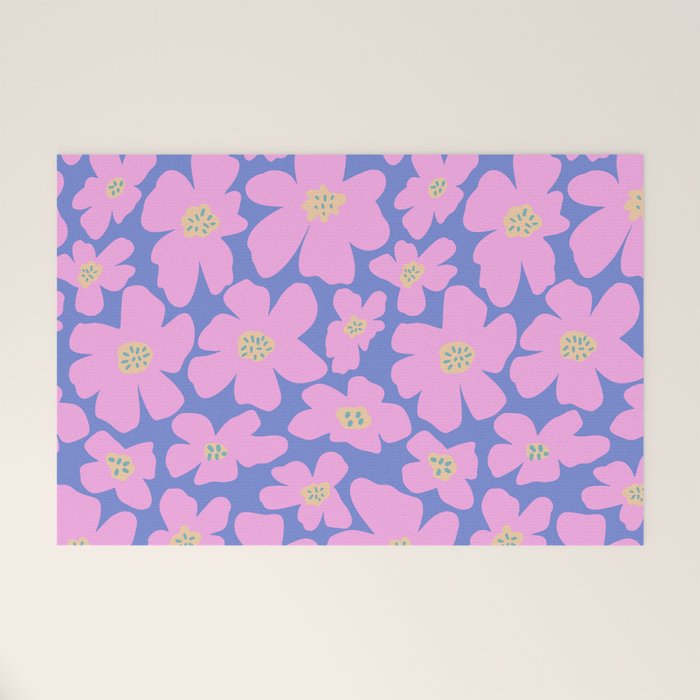 Retro Daisy - Very Peri, Pink, Cream, turquoise  Welcome Mat Gallery Image 1