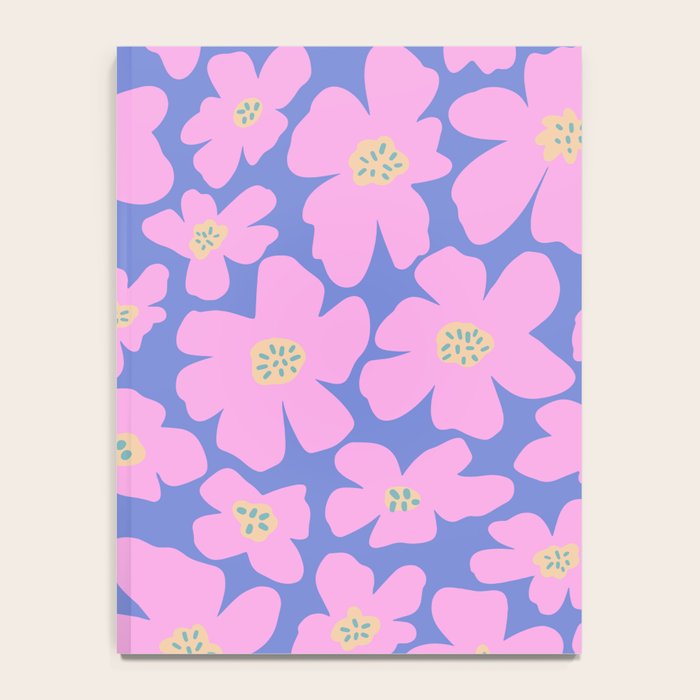 Retro Daisy - Very Peri, Pink, Cream, turquoise  Notebook Gallery Image 4