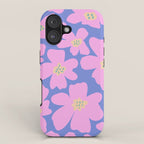 Retro Daisy - Very Peri, Pink, Cream, turquoise  iPhone Case Gallery Image 1