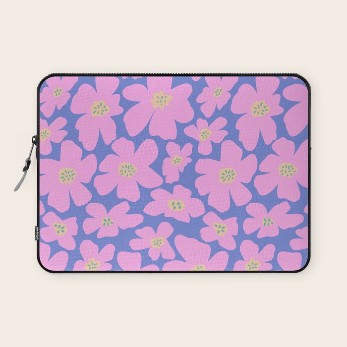 Retro Daisy - Very Peri, Pink, Cream, turquoise  Laptop Sleeve Gallery Image 1