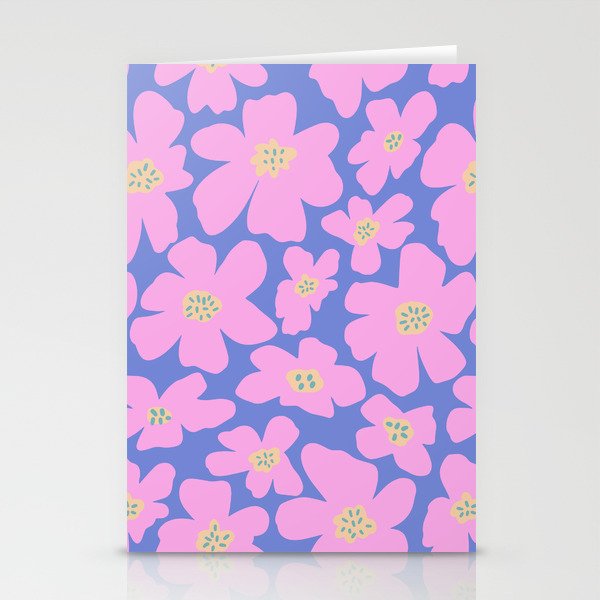 Retro Daisy - Very Peri, Pink, Cream, turquoise  Stationery Card Gallery Image 2