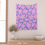 Retro Daisy - Very Peri, Pink, Cream, turquoise  Wall Tapestry Gallery Image 2