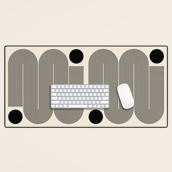 Abstraction_LINE_BLACK_DOT_VISUAL_ART_Minimlism_001A Desk Mat Gallery Image 1