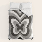 Retro 70s Butterfly in Black & White Duvet Cover Gallery Image 6