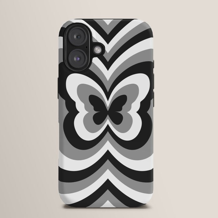 Retro 70s Butterfly in Black & White iPhone Case Gallery Image 13