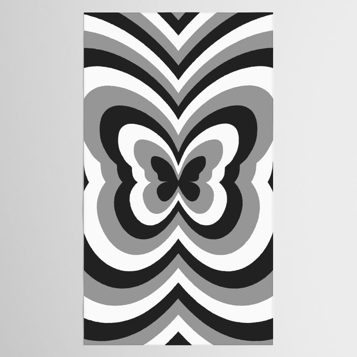 Retro 70s Butterfly in Black & White Tablecloth Gallery Image 2