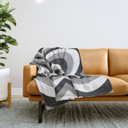 Retro 70s Butterfly in Black & White Throw Blanket Gallery Image 1