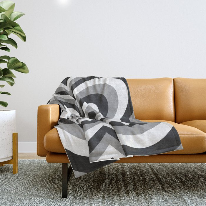Retro 70s Butterfly in Black & White Throw Blanket Gallery Image 1