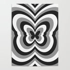 Retro 70s Butterfly in Black & White Poster Gallery Image 4