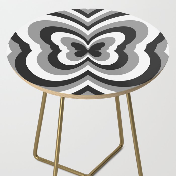 Retro 70s Butterfly in Black & White Side Table Gallery Image 2