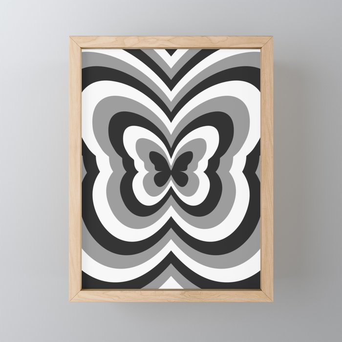 Retro 70s Butterfly in Black & White Mini Art Print Gallery Image 1