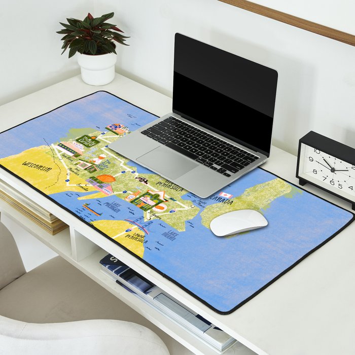 Map of Northern Michigan - Pasty Tour in Peach Desk Mat Gallery Image 2
