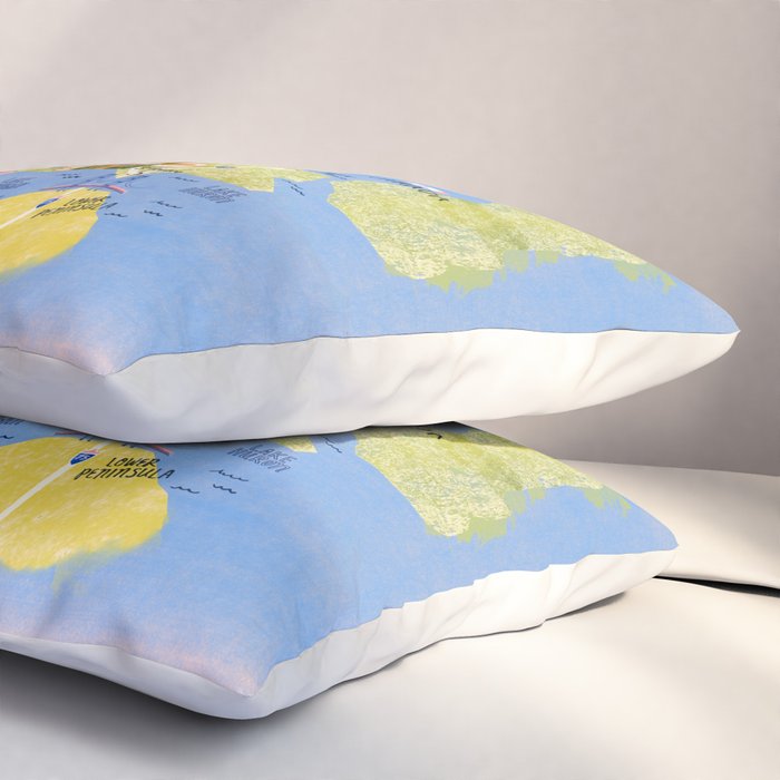 Map of Northern Michigan - Pasty Tour in Peach Pillow Sham Gallery Image 3