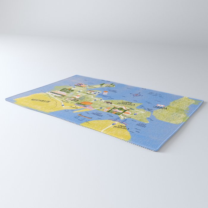 Map of Northern Michigan - Pasty Tour in Peach Rug Gallery Image 3