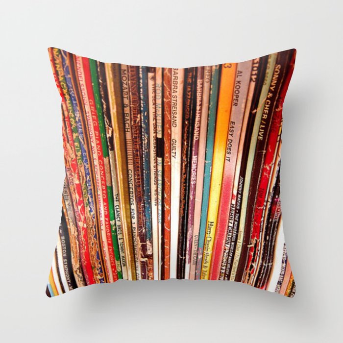 Old colored vinyl records Throw Pillow Gallery Image 6