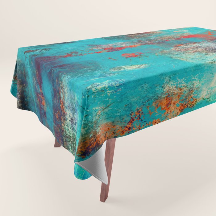 Aztec Turquoise Stone Abstract Texture Design Art Tablecloth Gallery Image 1
