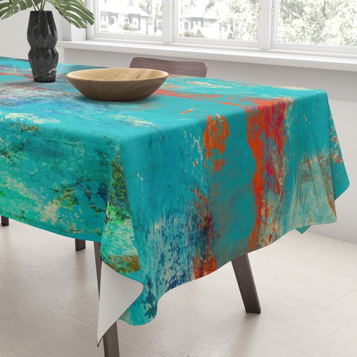 Aztec Turquoise Stone Abstract Texture Design Art Tablecloth Gallery Image 3