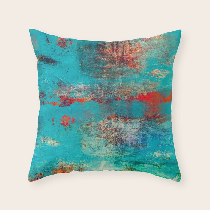 Aztec Turquoise Stone Abstract Texture Design Art Throw Pillow Gallery Image 1