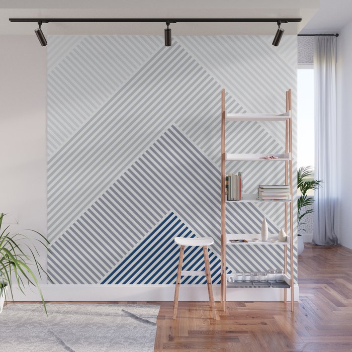 Blue Shades Lines  Wall Mural Gallery Image 1