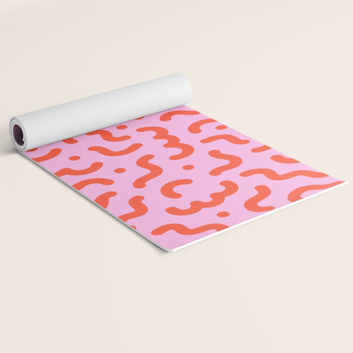 Pink line doodle squiggle pattern Yoga Mat Gallery Image 2