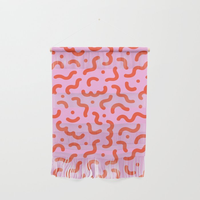 Pink line doodle squiggle pattern Wall Hanging Gallery Image 1