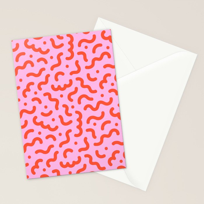 Pink line doodle squiggle pattern Stationery Card Gallery Image 2