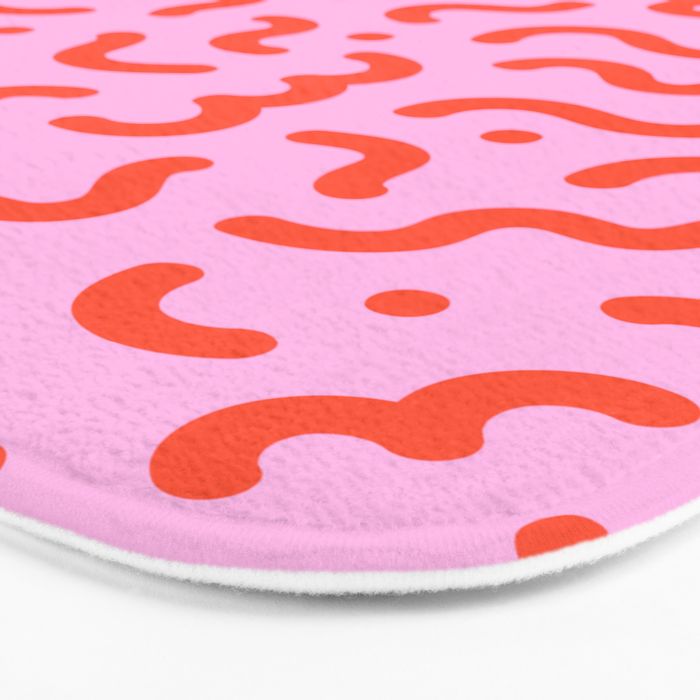 Pink line doodle squiggle pattern Bath Mat Gallery Image 3