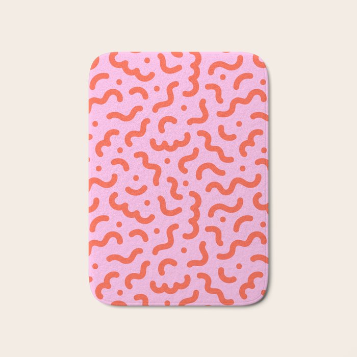 Pink line doodle squiggle pattern Bath Mat Gallery Image 1
