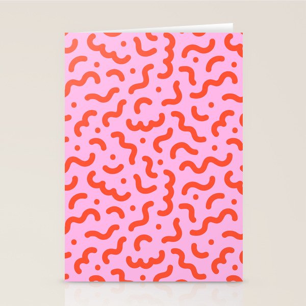 Pink line doodle squiggle pattern Stationery Card Gallery Image 1