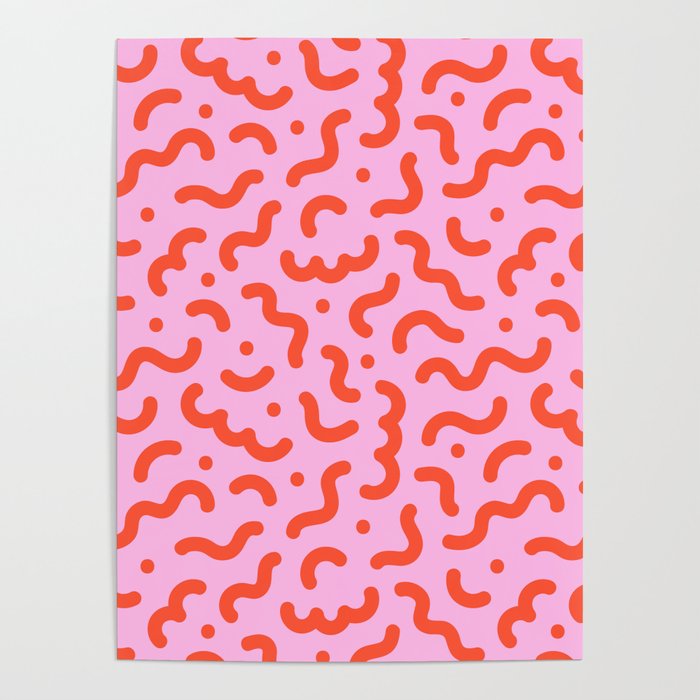 Pink line doodle squiggle pattern Poster Gallery Image 4