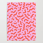 Pink line doodle squiggle pattern Poster Gallery Image 4