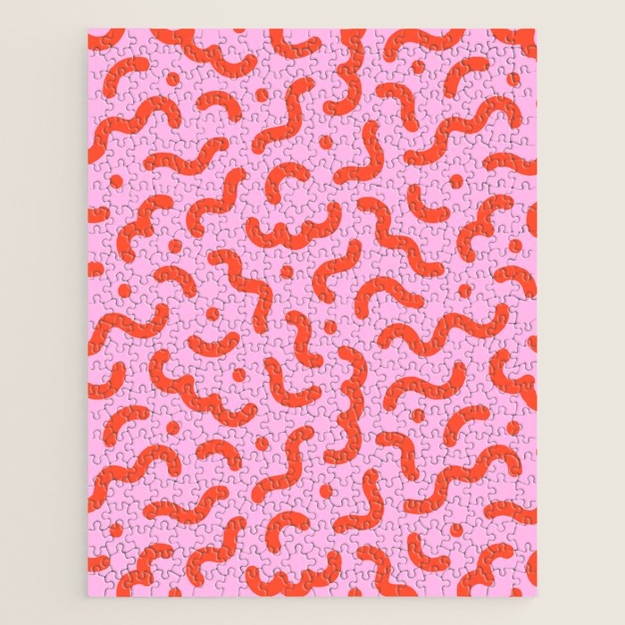 Pink line doodle squiggle pattern Jigsaw Puzzle Gallery Image 1