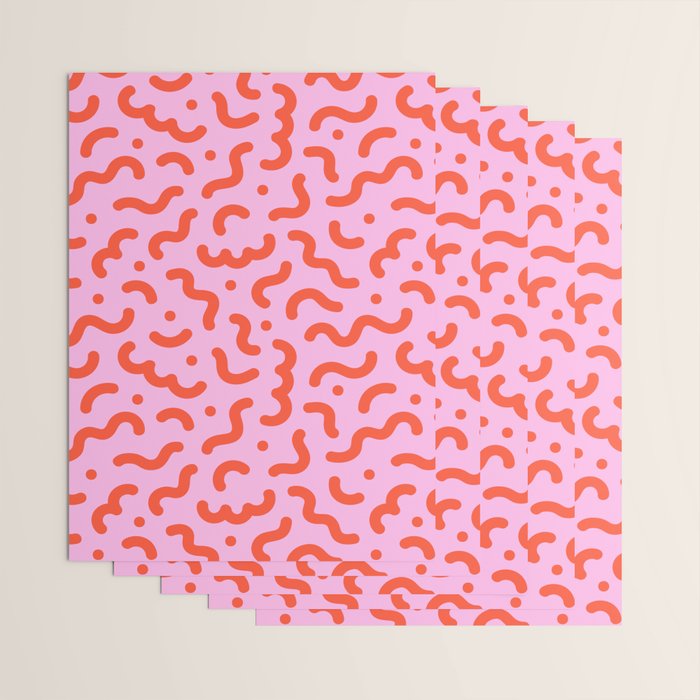 Pink line doodle squiggle pattern Wrapping Paper Gallery Image 3