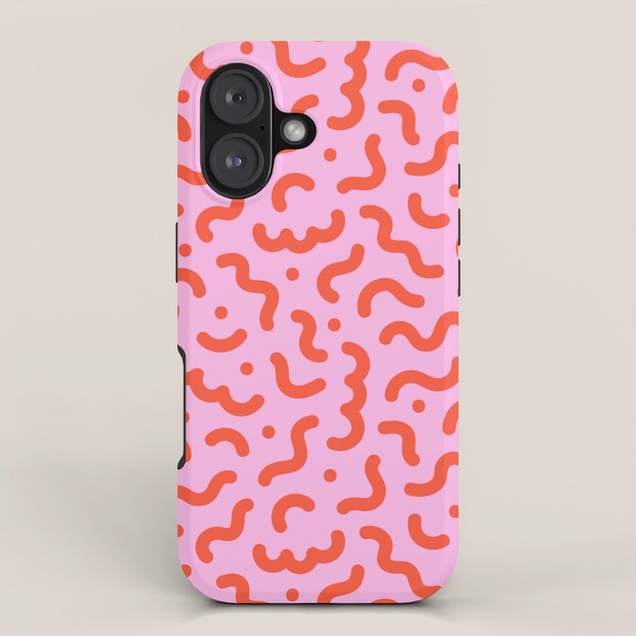 Pink line doodle squiggle pattern iPhone Case Gallery Image 1