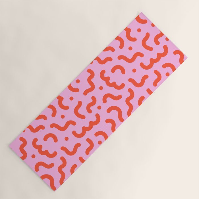 Pink line doodle squiggle pattern Yoga Mat Gallery Image 1