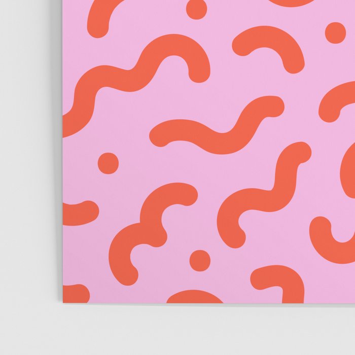 Pink line doodle squiggle pattern Poster Gallery Image 3