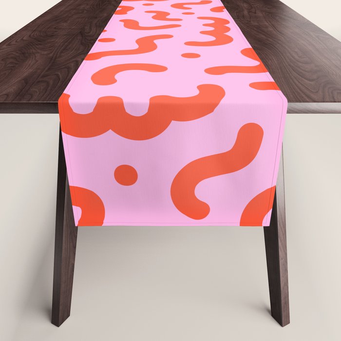 Pink line doodle squiggle pattern Table Runner Gallery Image 1