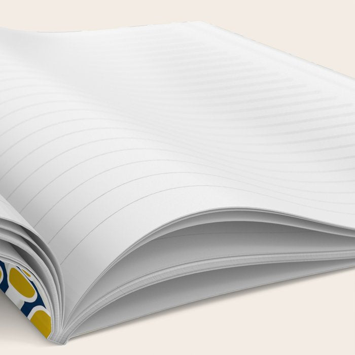 Floral Leaves and Blooms, Navy Blue, Yellow, Beige Notebook Gallery Image 2